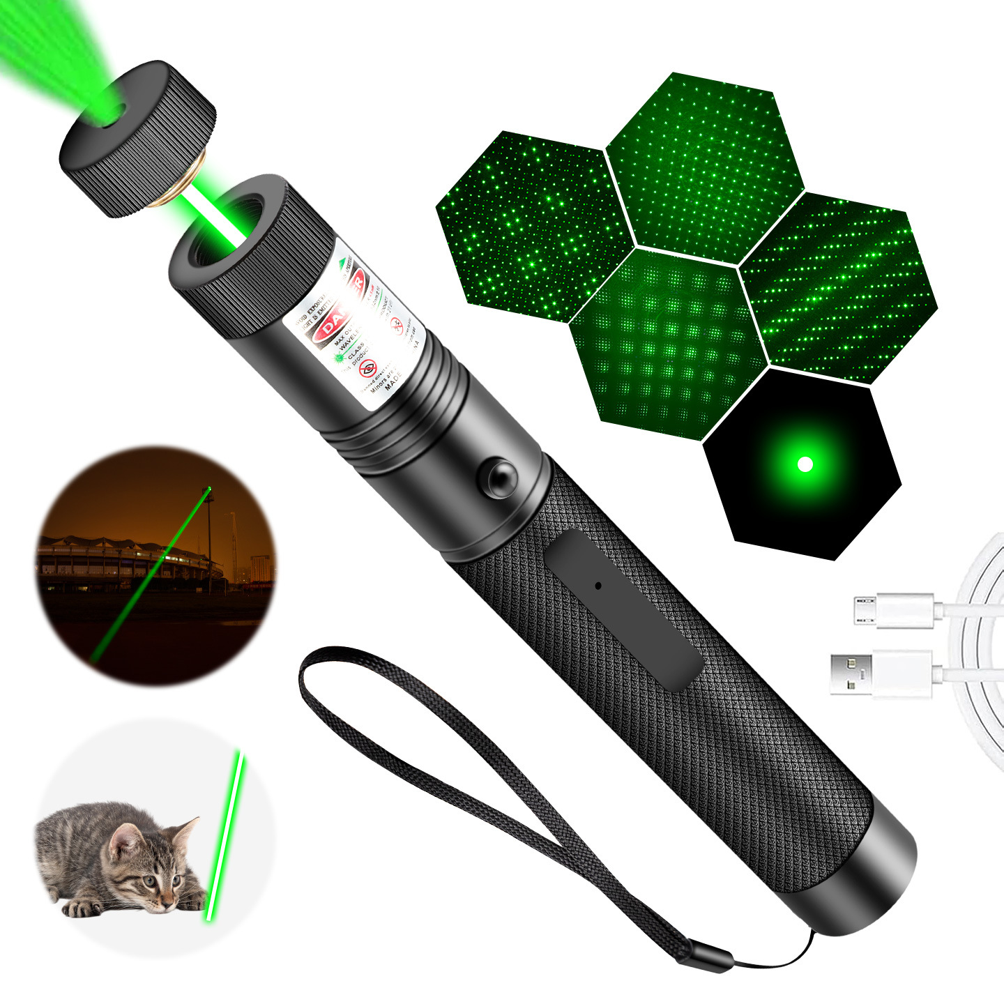 Industrial Green Laser Pointer - USB Mini Laser LED Light Pen