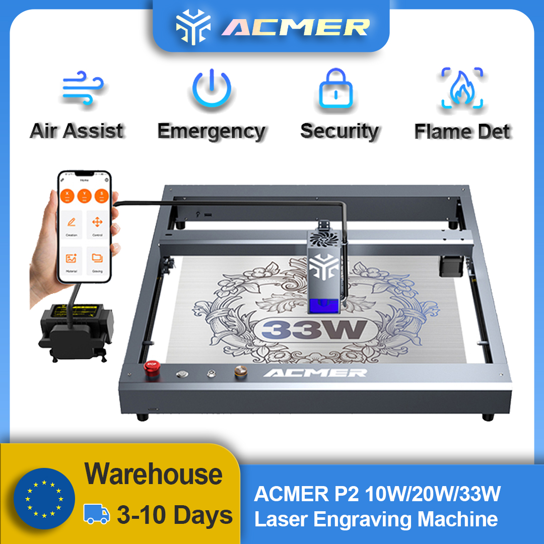 Fiber Laser Cutting Machine - ACMER P2 Laser Engraver 33W 20W