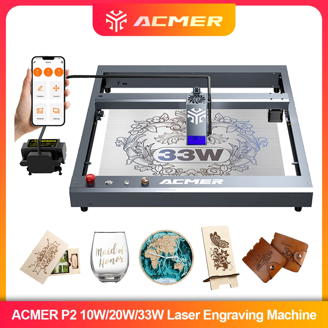 Fiber Laser Cutting Machine - ACMER P2 Laser Engraver 33W 20W