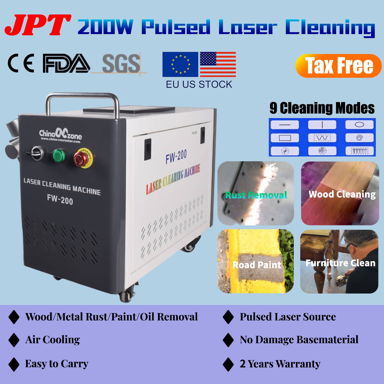 JPT 200W Pulsed Laser Cleaning - огляд і ціна Industrial Laser Paint Removal